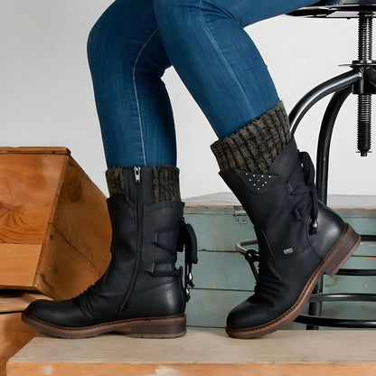 Eveloria Damen Winterschuhe Schneestiefel Schnürsenkel