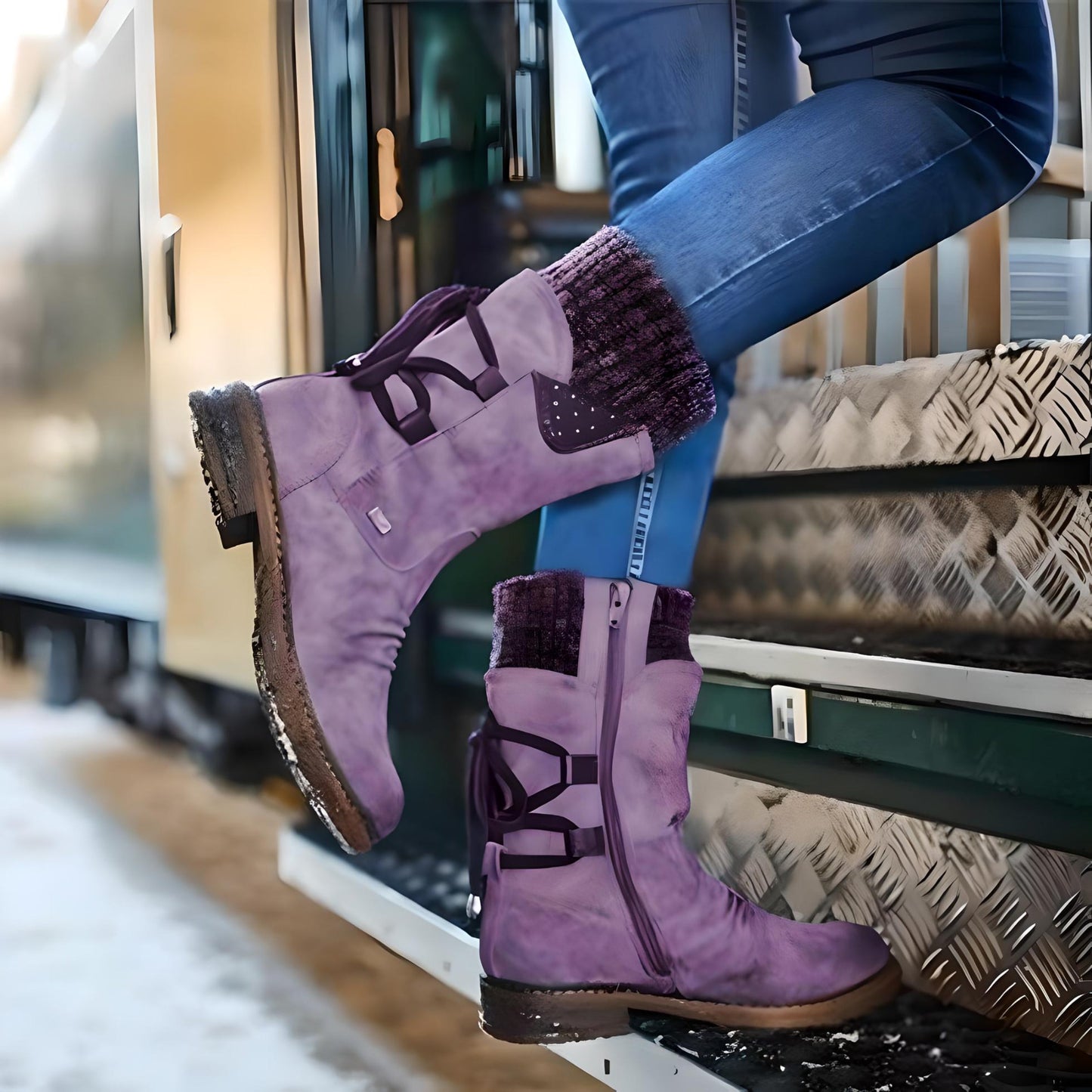 Eveloria Damen Winterschuhe Schneestiefel Schnürsenkel