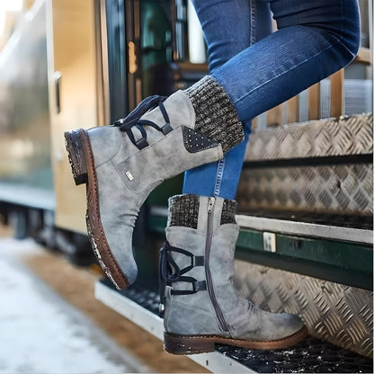 Eveloria Damen Winterschuhe Schneestiefel Schnürsenkel