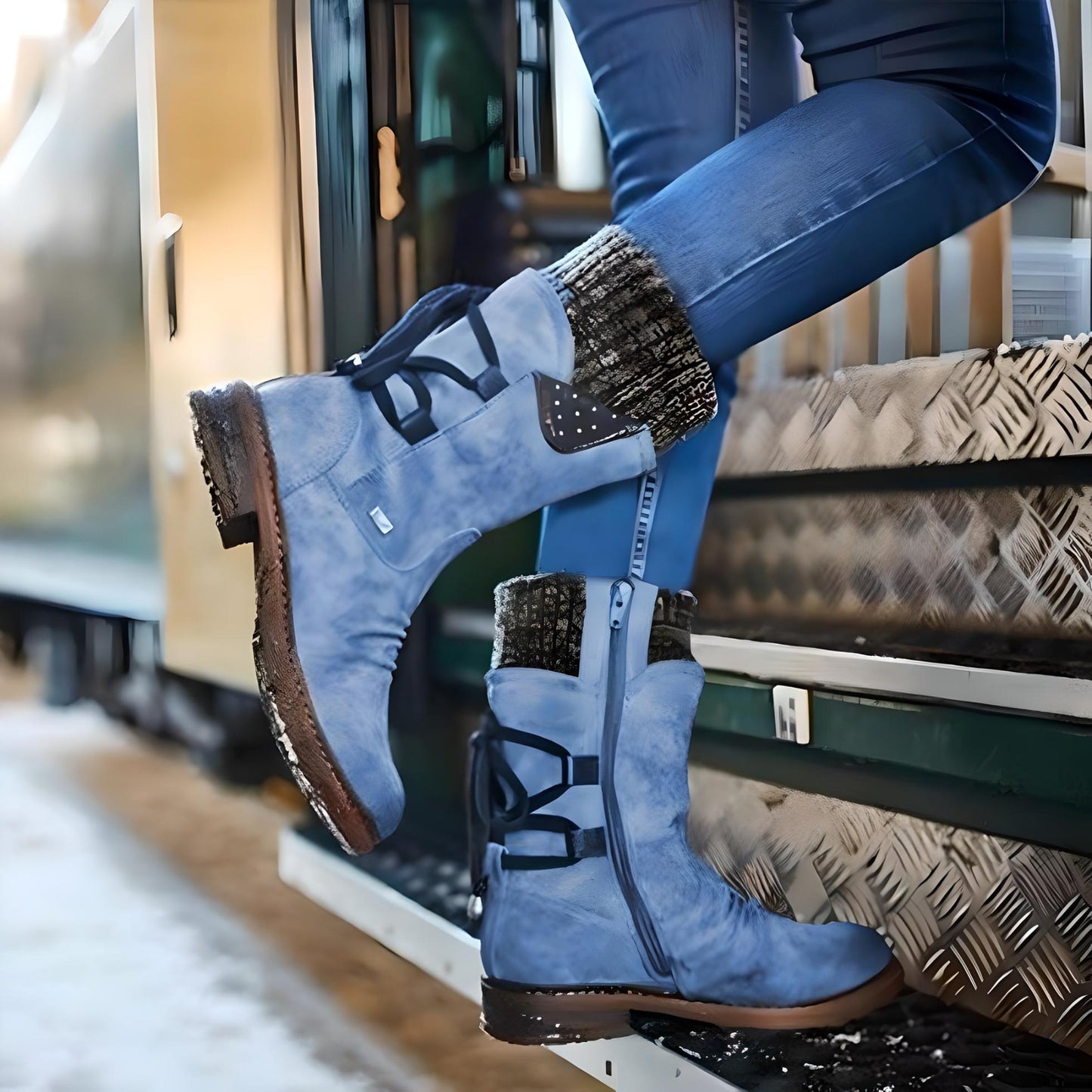 Eveloria Damen Winterschuhe Schneestiefel Schnürsenkel