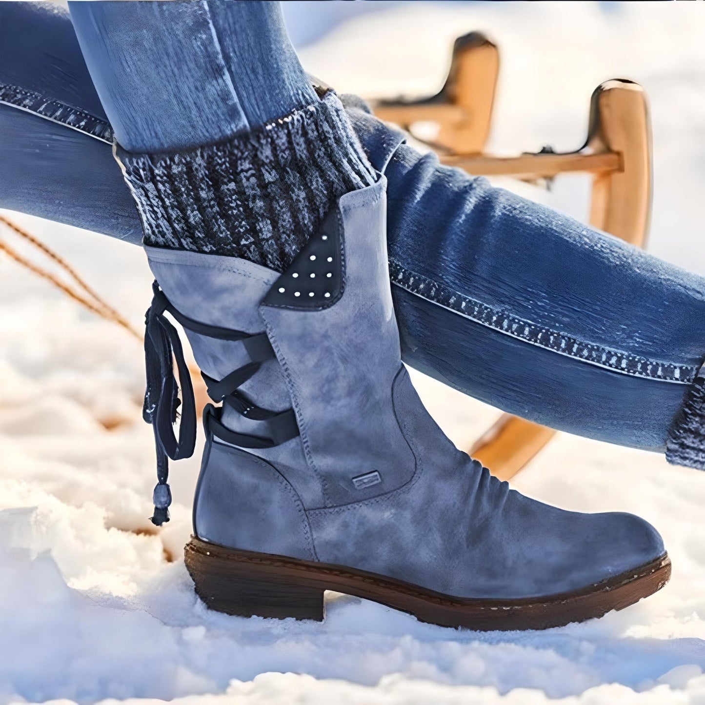 Eveloria Damen Winterschuhe Schneestiefel Schnürsenkel