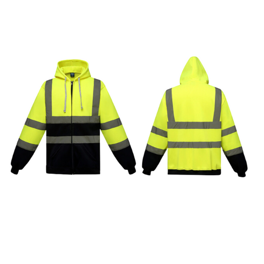 Herren Warnschutzjacke mit Kapuze Reflektierend Schwarz - Eveloria