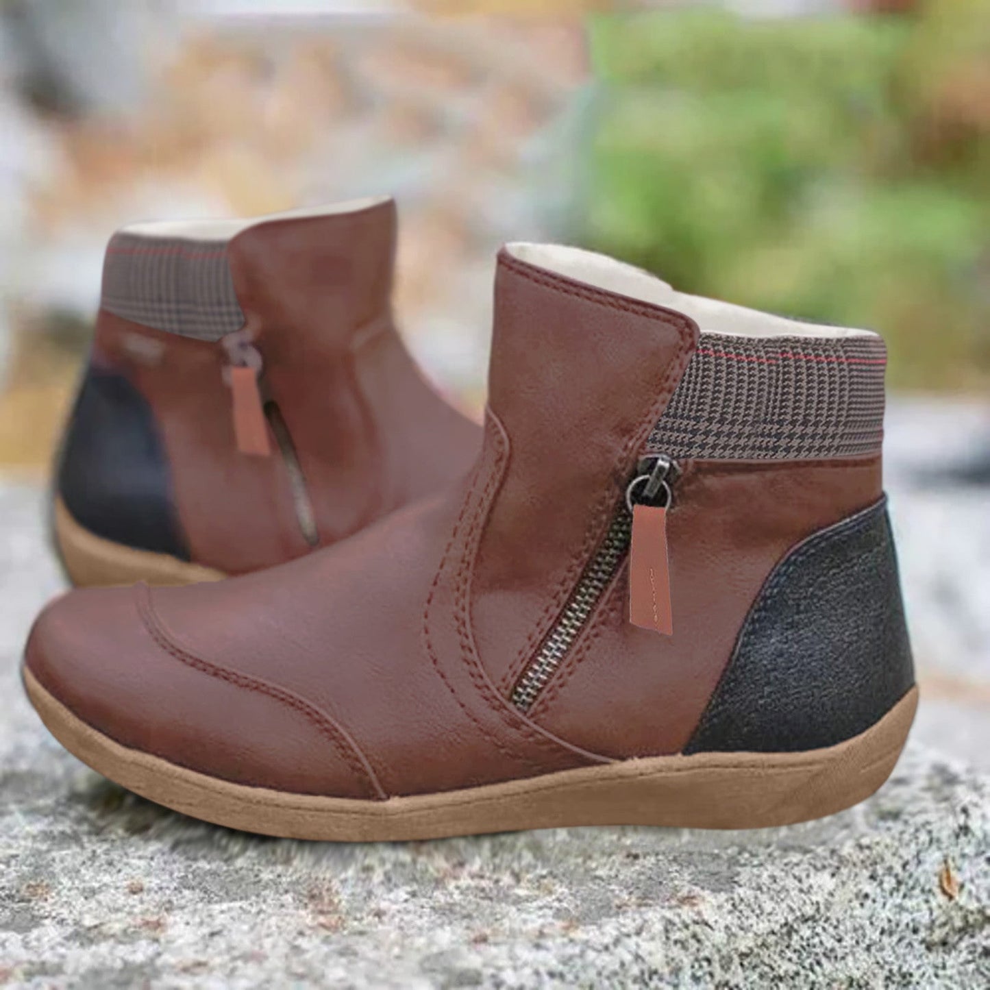 Damen Stiefel Wasserdicht Doppelreißverschluss
