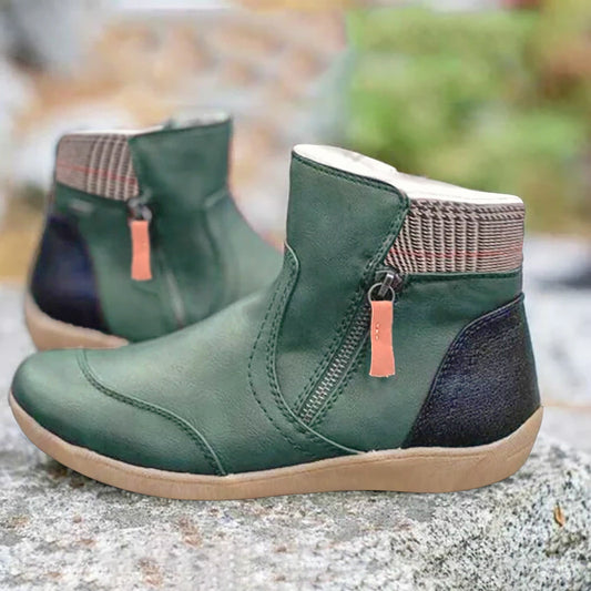 Damen Stiefel Wasserdicht Doppelreißverschluss Schwarz - Eveloria