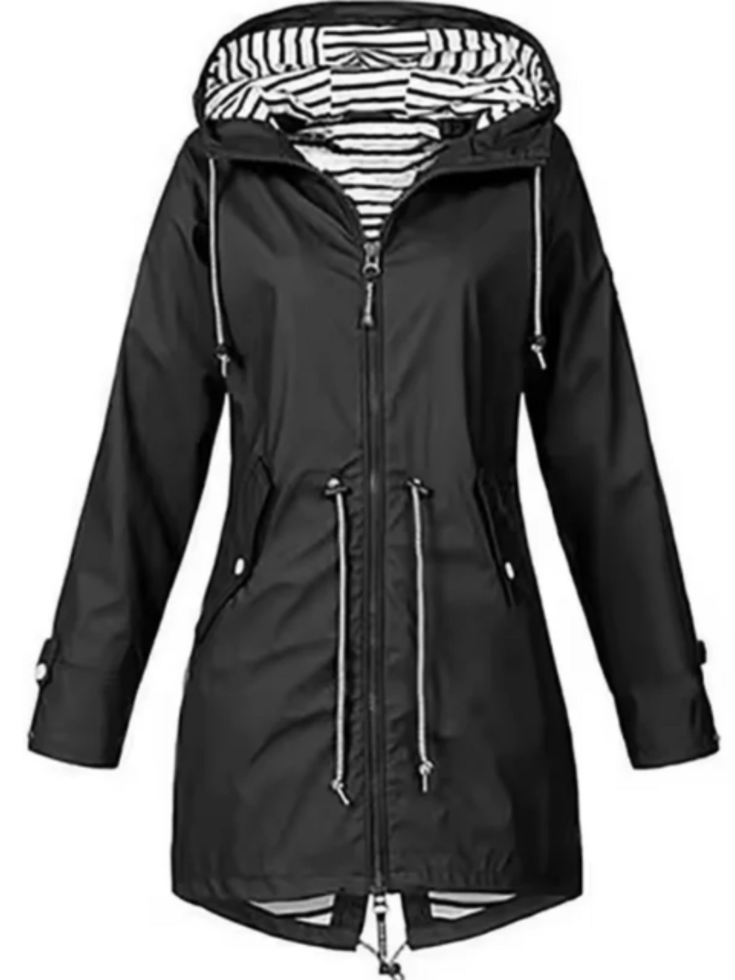 Eveloria Damen Regenjacke Wasserfest Mit Kapuze Schwarz - Eveloria