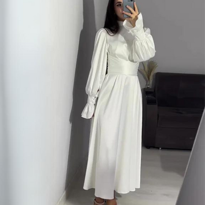 Eveloria Damen Seidenkleid Langärmlig Weich