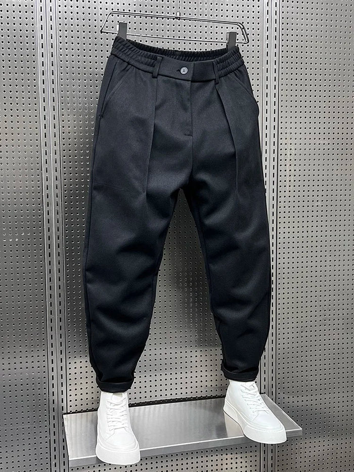 Weite Hosen – Wollmischung – Plissee – Verengte Hosen – Herrenhosen-Chaps Herrenmode