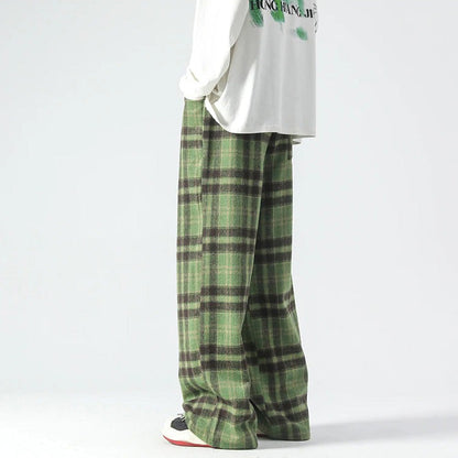 Weite Hosenbeine - Kariert - Relaxed Fit - Loose Fit Hosen - Herrenhosen-Chaps Herrenmode