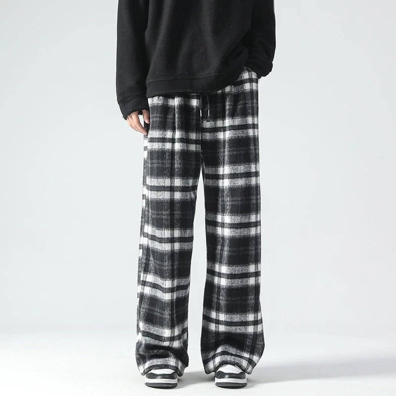 Weite Hosenbeine - Kariert - Relaxed Fit - Loose Fit Hosen - Herrenhosen-Chaps Herrenmode