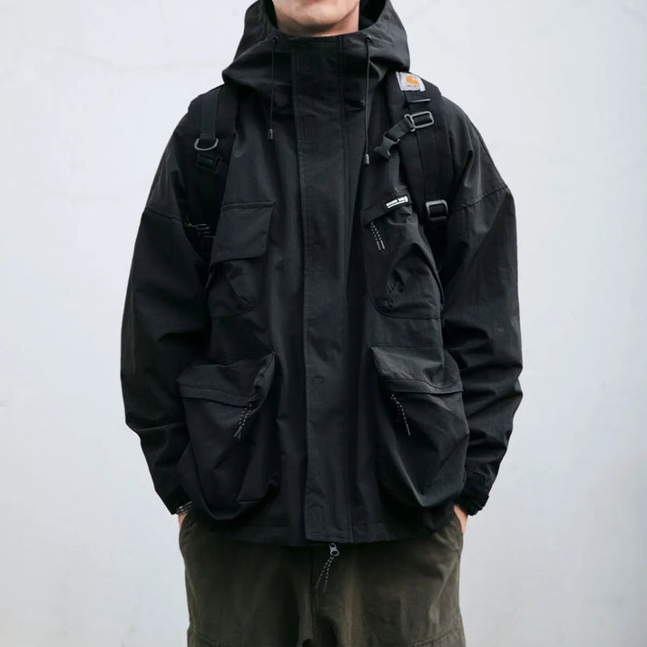 Herren Cargo-Jacke Oversize Wetterfest Mit Kapuze - Eveloria