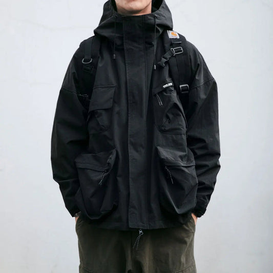 Herren Cargo-Jacke Oversize Wetterfest Mit Kapuze - Eveloria