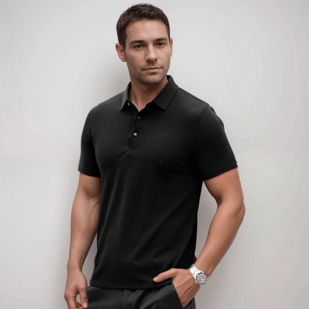 Herren Polo-Shirt Klassische Passform Strukturiert Weiß - Eveloria
