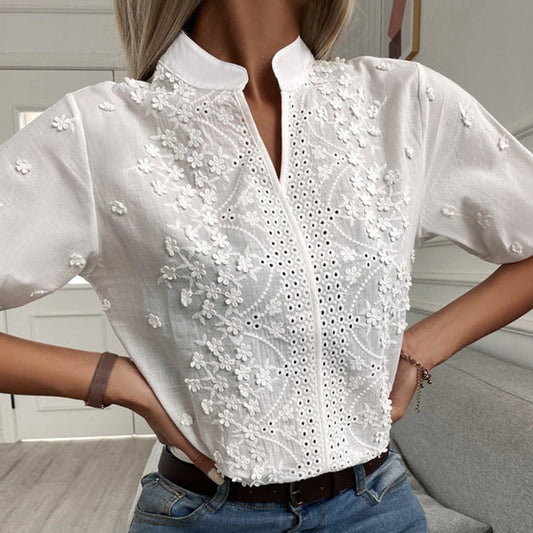 Eveloria Damen Bluse Klassisch Weiß - Eveloria