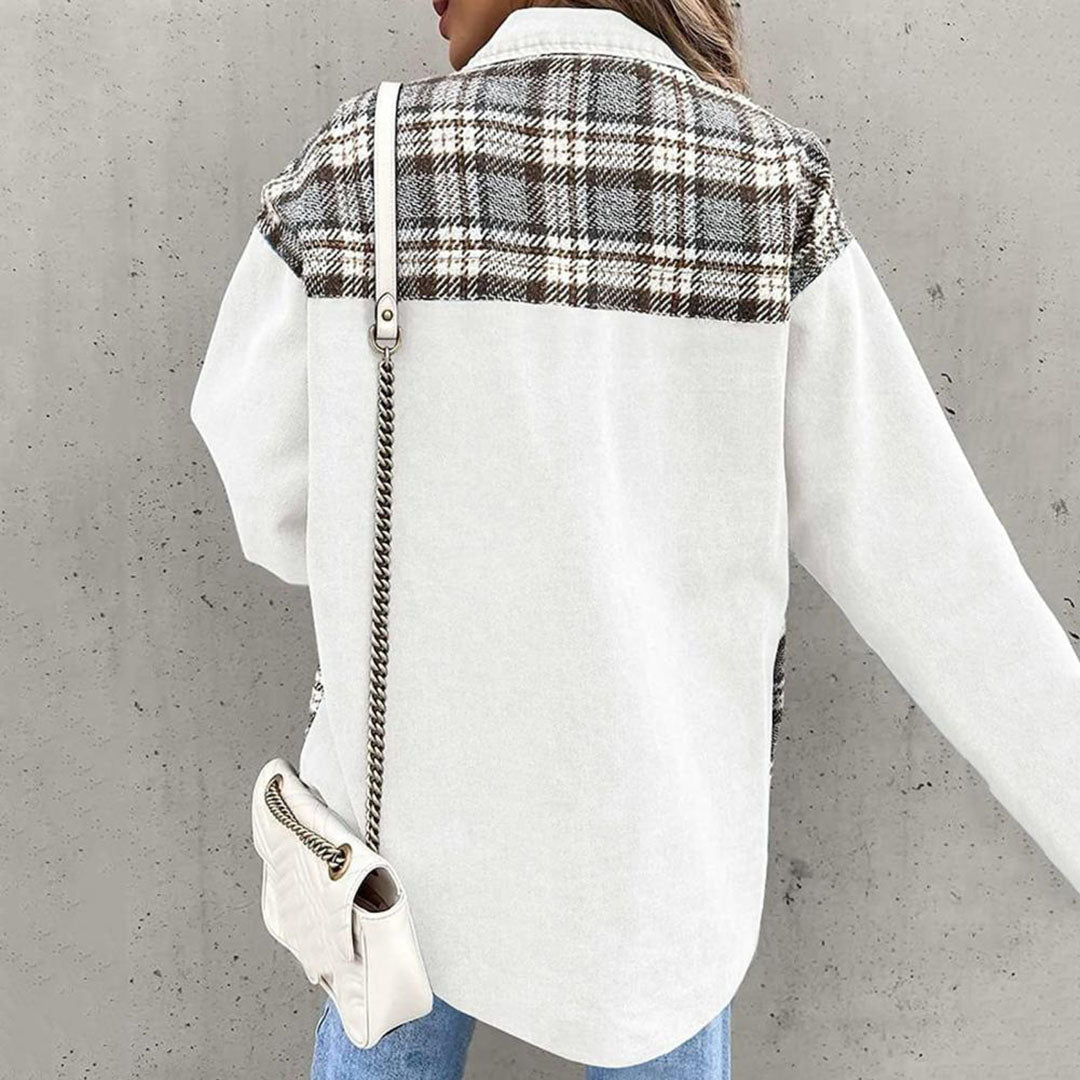 Eveloria Damen Jeansjacke Kariert