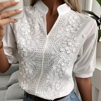 Eveloria Damen Bluse Klassisch Weiß