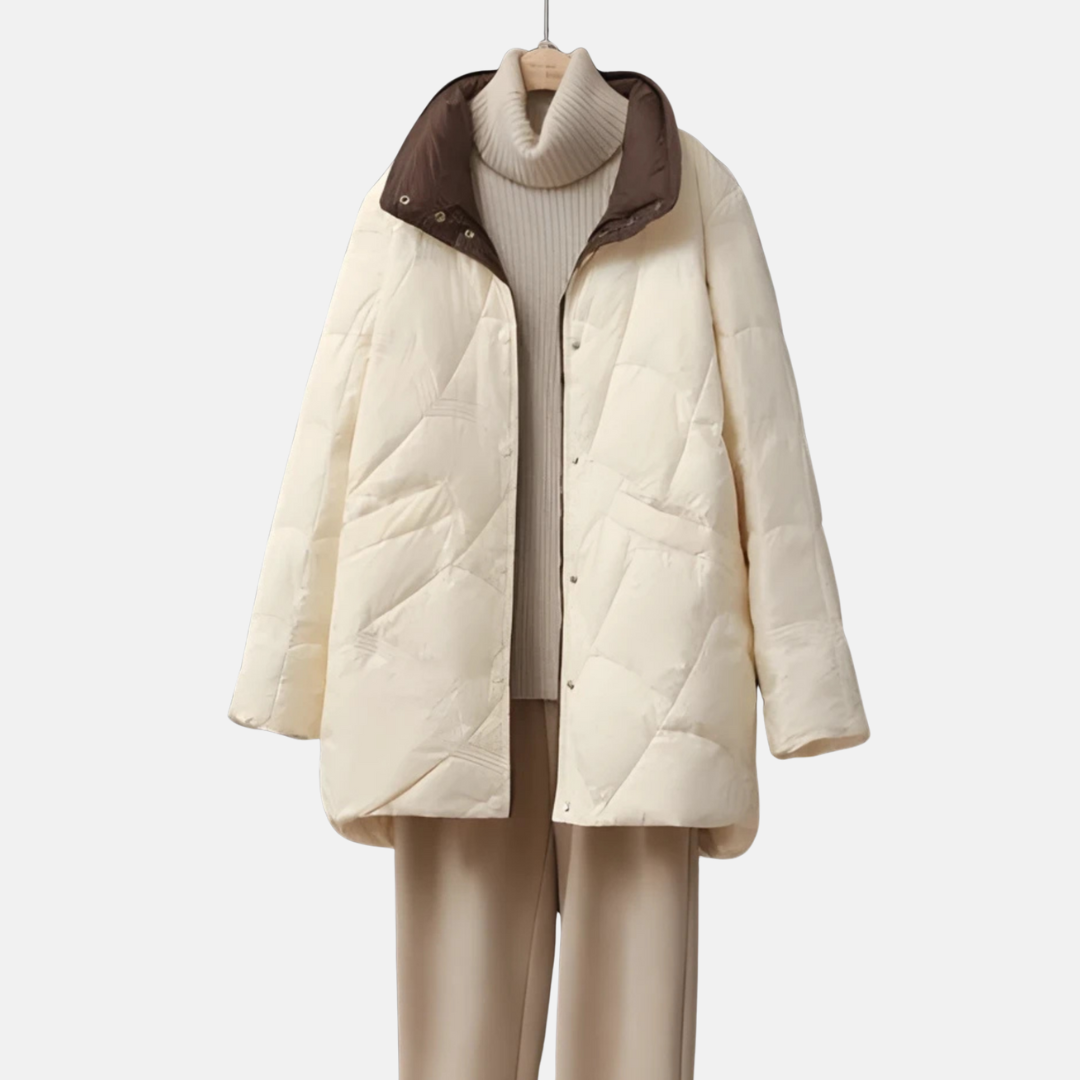 Eveloria Damen Daunenjacke Mittellang Stehkragen