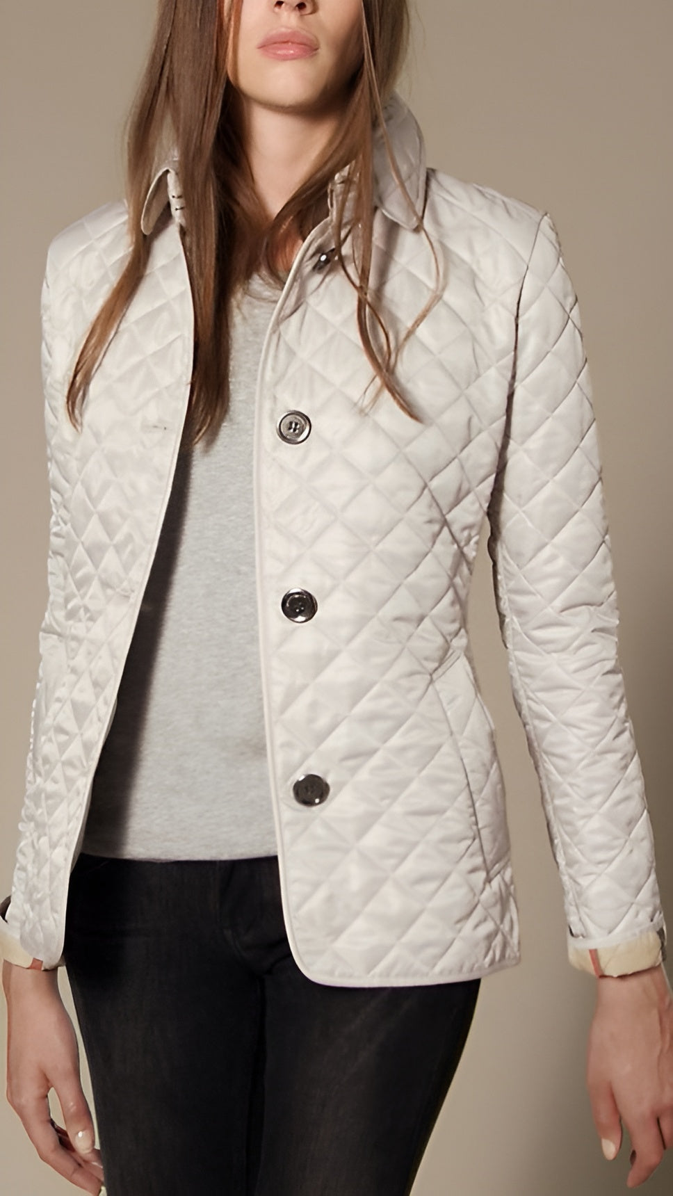 Elegante Damenjacke Seide Baumwolle Leicht Beige