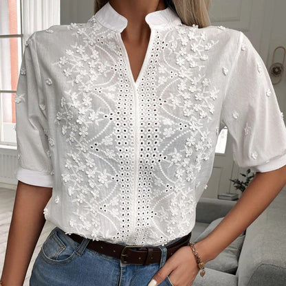 Eveloria Damen Bluse Klassisch Weiß