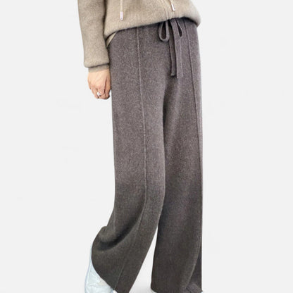 Damen Strickhose Weite Passform Herbst-Winter Beige