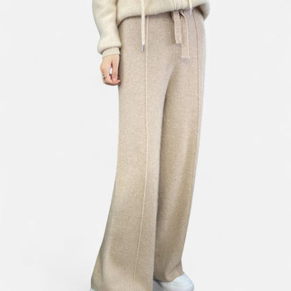 Damen Strickhose Weite Passform Bequem Braun - Eveloria