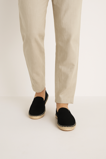 Herren Wildleder Loafers Bequem Schwarz - Eveloria