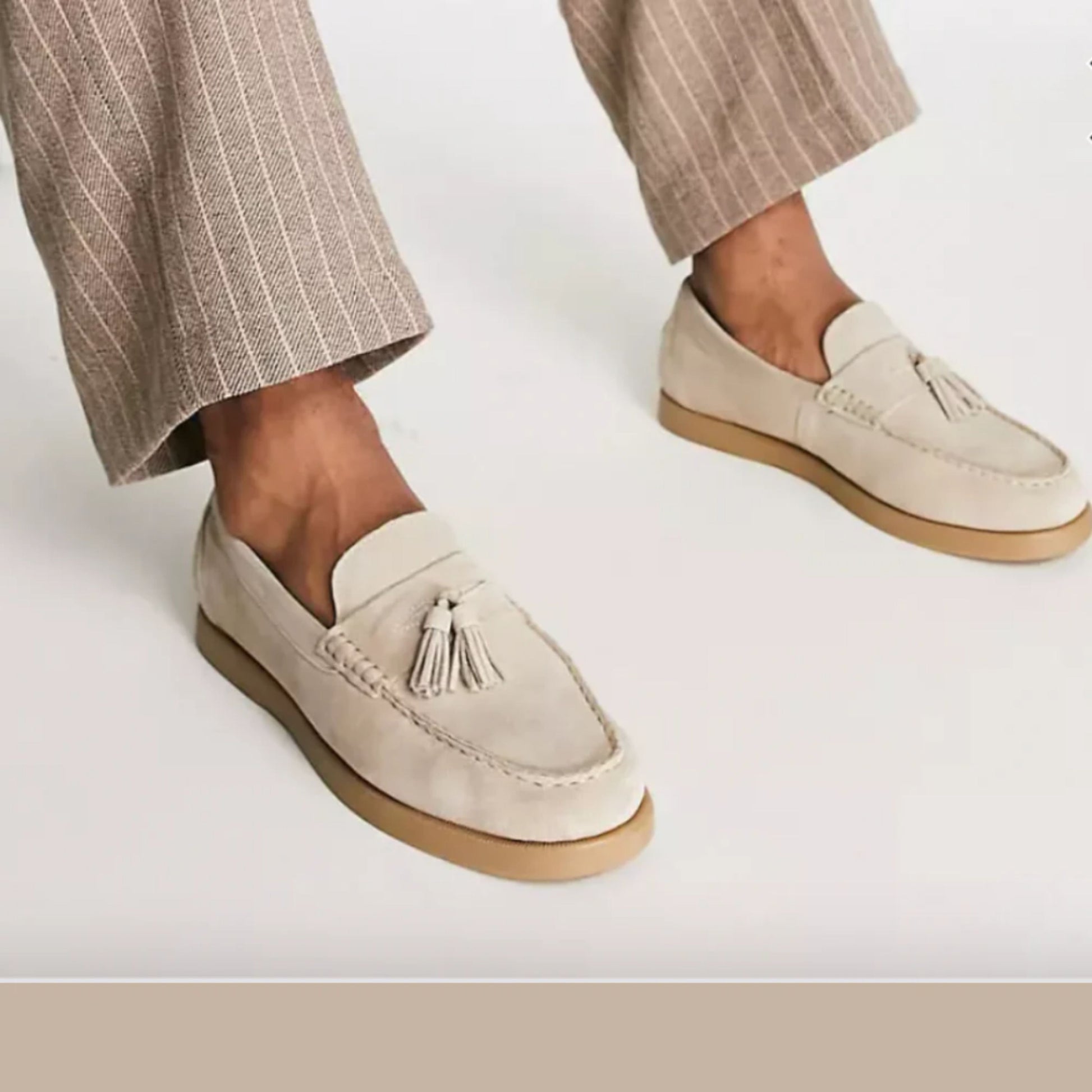 Herren Wildleder Loafers Rutschfest Beige - Eveloria