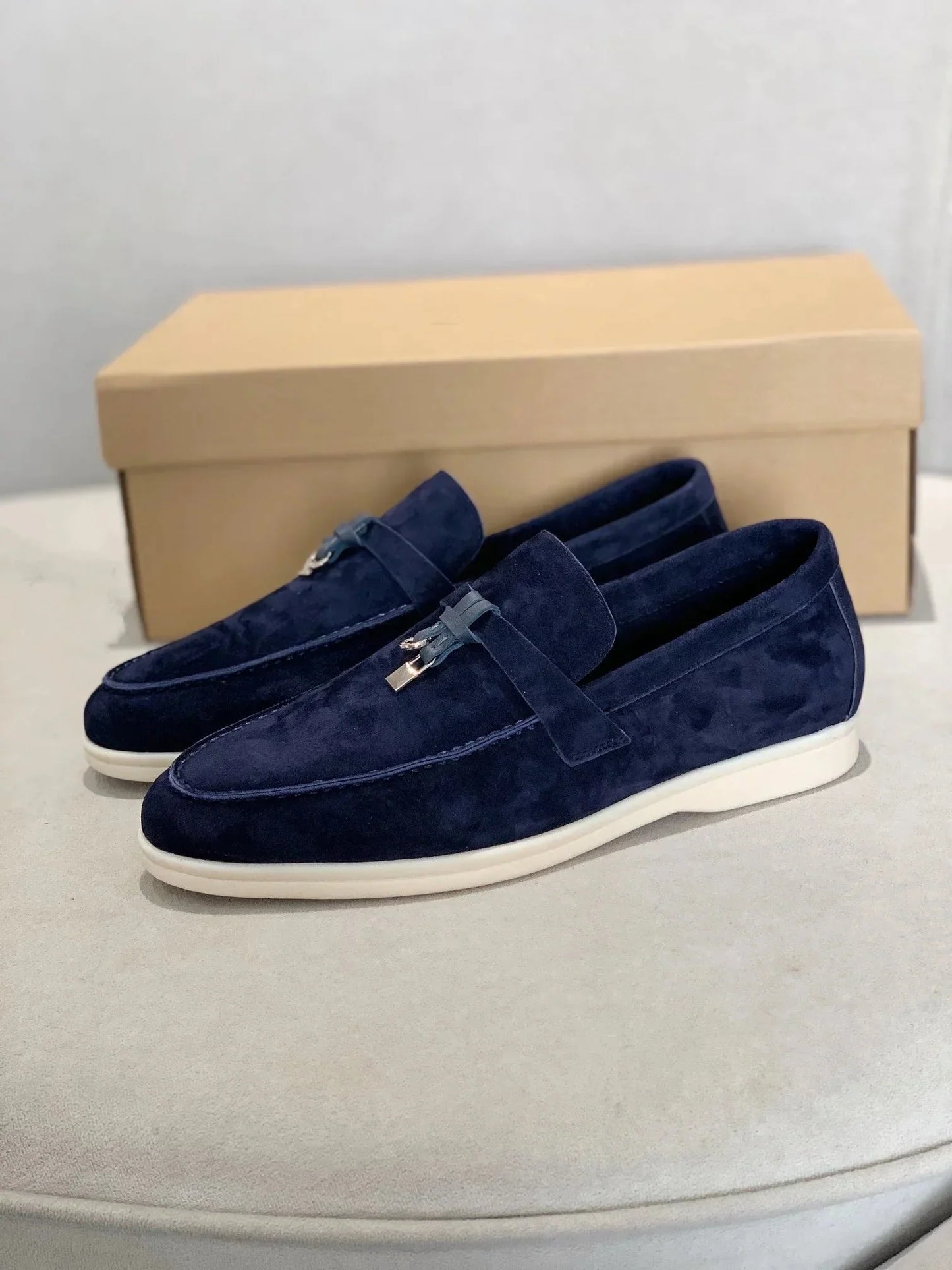 Herren Wildleder Loafers Leder Schwarz - Eveloria