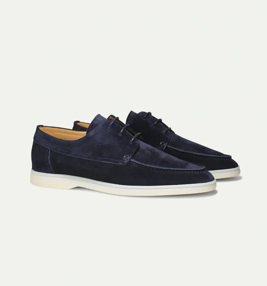 Wildleder-Loafers | Schnürschuhe | Wildlederschuhe | Anzugschuhe | Herren-Wildleder-Slipper-Marineblau-38-Chaps Herrenmode