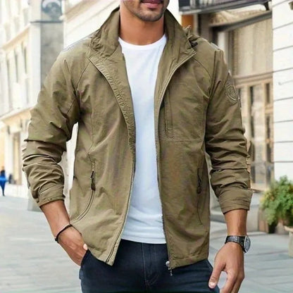 Herren Leichtwindbreaker Kapuzenjacke Reißverschluss Schwarz - Eveloria