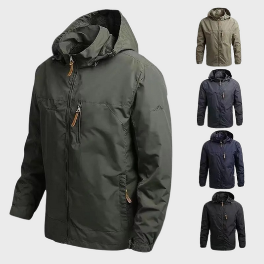 Herren Windbreaker Wasserdicht Kapuzenjacke Schwarz - Eveloria