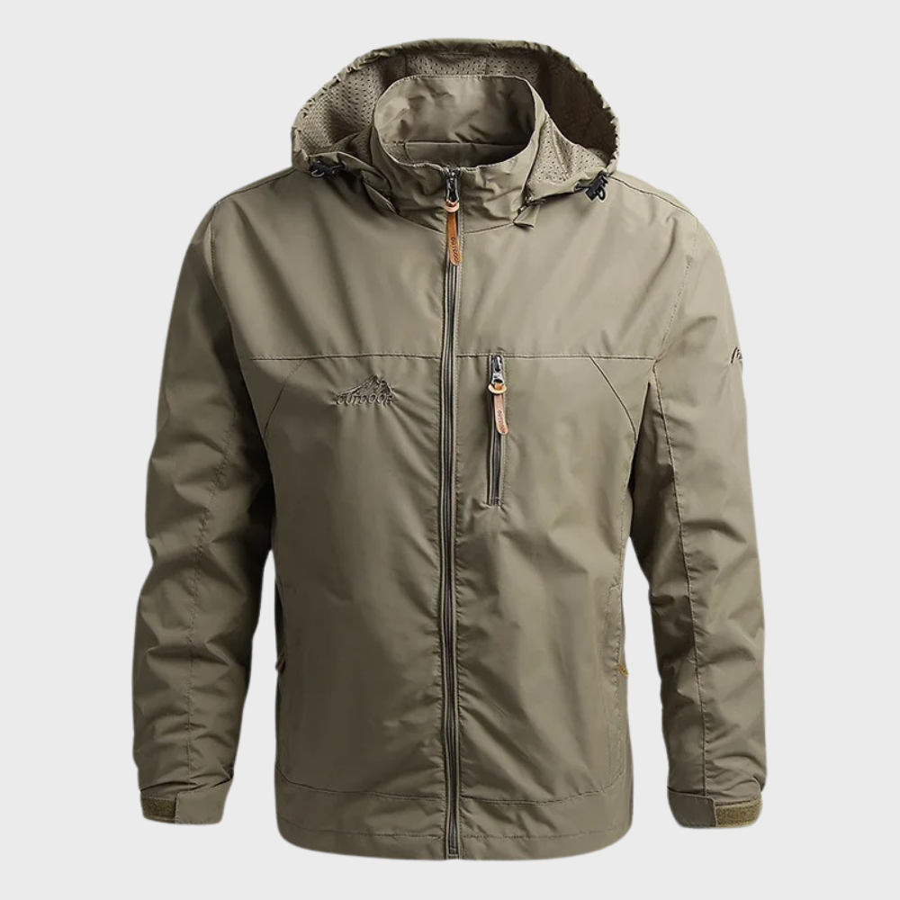 Windbreaker Jacke | Wasserdicht | Kapuzenjacke | Parka Jacke | Herrenjacken-Khaki-M-Chaps Herrenmode