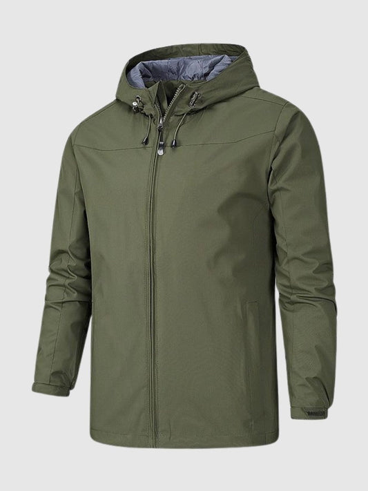 Männer Windbreaker Jacke Wasserdicht Kapuze Schwarz - Eveloria