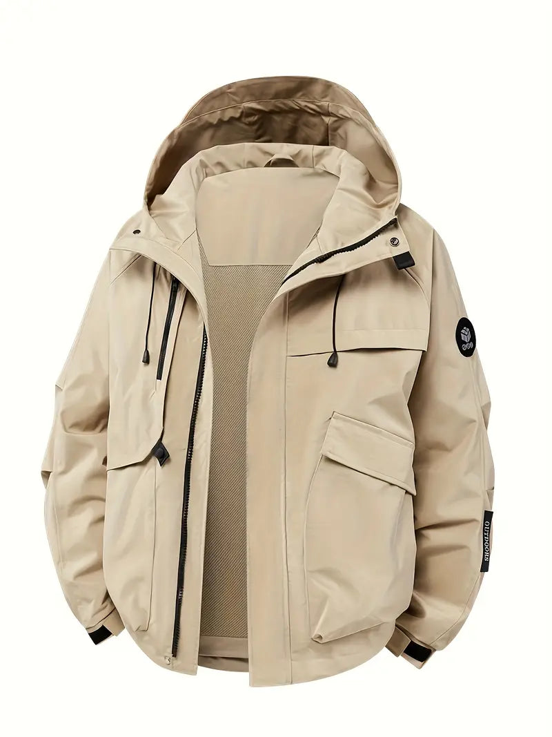 Männer Oversized-Winterjacke Winddicht Kapuze Grau - Eveloria
