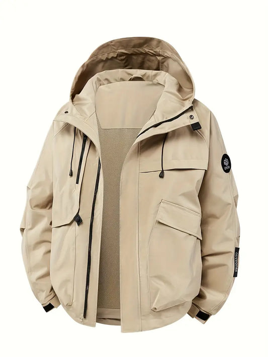 Männer Oversized-Winterjacke Winddicht Kapuze Grau - Eveloria