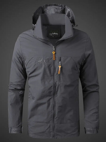 Windjacke | Leicht | Mit Kapuze | Outdoorjacke | Herrenjacke-Grau-S-Chaps Herrenmode