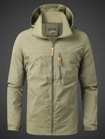 Windjacke | Leicht | Mit Kapuze | Outdoorjacke | Herrenjacke-Khaki-S-Chaps Herrenmode