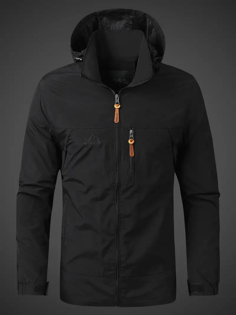 Windjacke | Leicht | Mit Kapuze | Outdoorjacke | Herrenjacke-Schwarz-S-Chaps Herrenmode