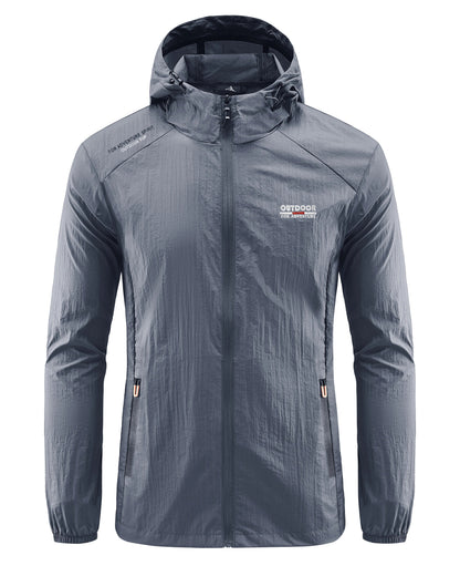 Windjacke | Mit Kapuze | Leicht | Wasserdichte Laufjacke | Herrenjacke-Dunkelgrau-M-Chaps Herrenmode