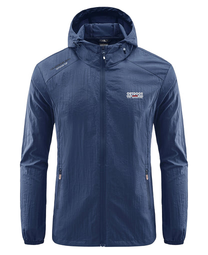 Herren Laufjacke Leicht Wasserdicht Mit Kapuze Schwarz - Eveloria