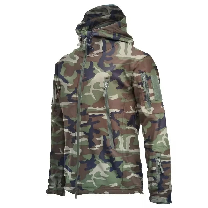 Windjacke | Mit Kapuze | Taktisch | Outdoor-Jacke | Wasserdichte Regenjacke für Männer-Dunkelcamouflage-S-Chaps Herrenmode