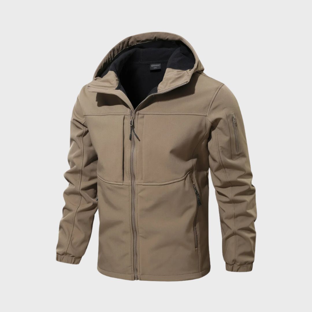 Windjacke – mit Kapuze – Outdoor – Softshelljacke – wasserdichte Jacke für Herren-Khaki-M-Chaps Herrenmode