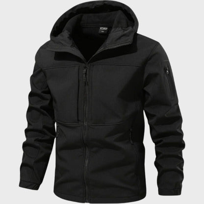 Herren Softshelljacke Wasserdicht Mit Kapuze Schwarz - Eveloria