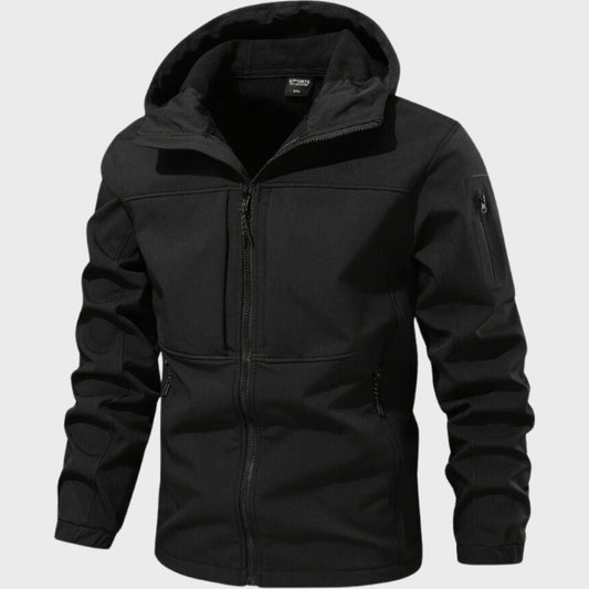 Herren Softshelljacke Wasserdicht Mit Kapuze Schwarz - Eveloria