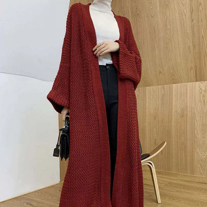 Frieda Damen Strickjacke Offene Vorderseite Lang