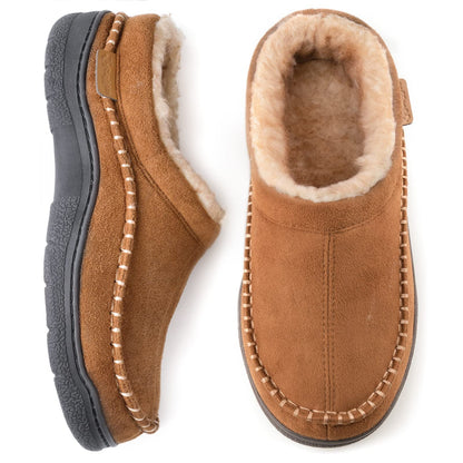 Winter Clogs | Warm | Fell gefüttert | Slipper | Herren Hausschuhe-Hellbraun-38-Chaps Herrenmode