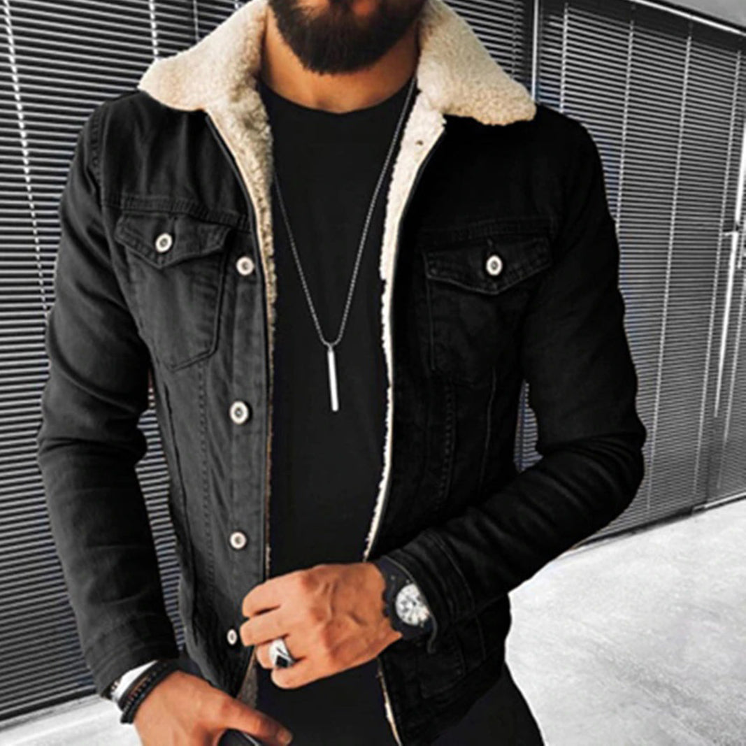 Herren Winter-Jeansjacke mit Fell Reguläre Passform - Eveloria