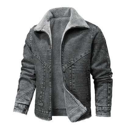 Herren Winter-Jeansjacke Fleece Gefüttert Schwarz - Eveloria