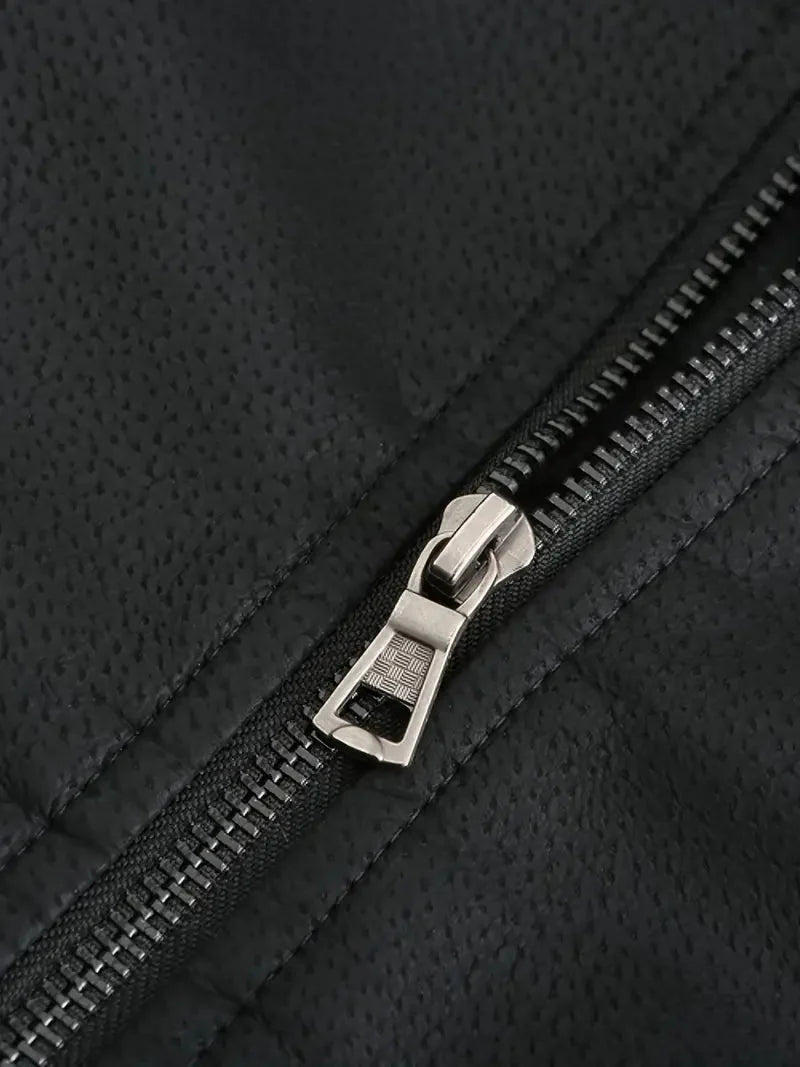 Winter-Lederjacke | Kunstleder | Kapuzenjacke | Steppfutterjacke | Herrenjacken-Chaps Herrenmode