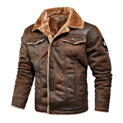 Herren Lederjacke Warm Sherpa Gefüttert Schwarz - Eveloria
