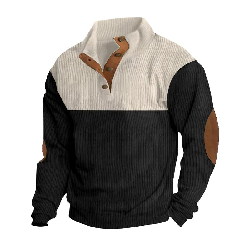 Herren Winterpullover mit Ellbogen-Patches und Knopfleiste - Eveloria